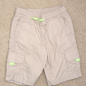 Boys urban pipeline Beige Cargo Shorts with Neon Green Accent